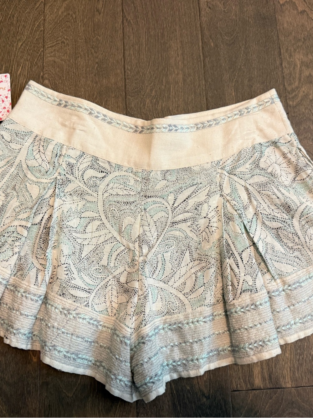 Free People Cream Shorts with Pale Blue Speckle Embroidery - Picture 3 of 3